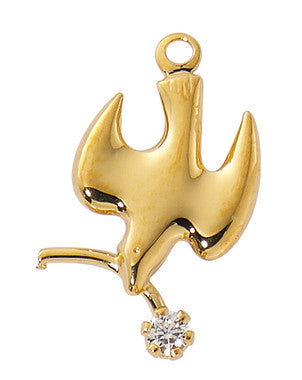 Gold Dove with Cubic Zirconia on 16-18" Chain