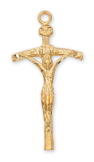 Gold on Sterling Silver Papal Crucifix on 18" Chain