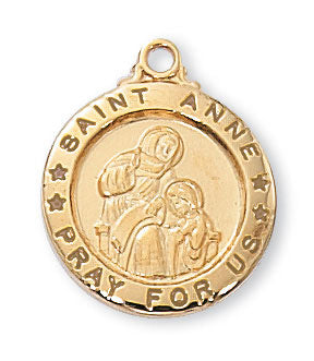 St. Anne Gold on Sterling Silver Medal on 18" Chain