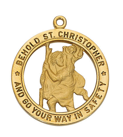 St. Christopher Gold on Sterling Silver Medal on 24" Chain