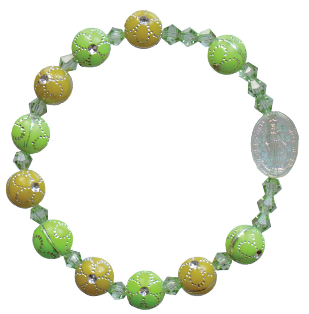 Green Flower Acrylic Children's Rosary Bracelet