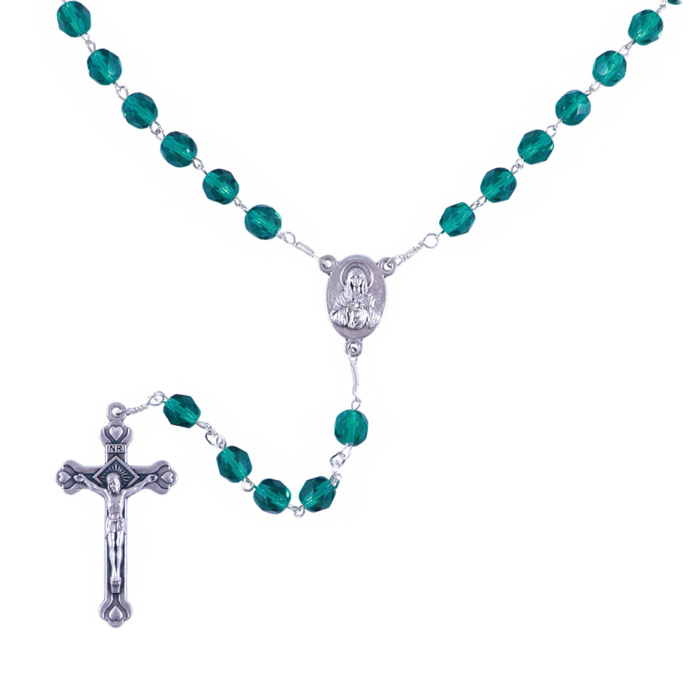 7mm Green Fire Polished Bead Rosary
