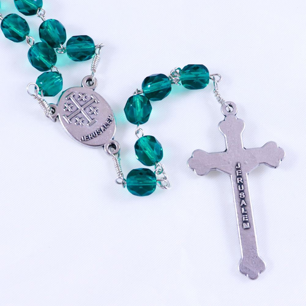 7mm Green Fire Polished Bead Rosary