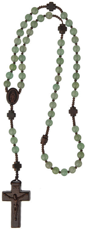 6mm Jujube Wood & Genuine Green Jade Rosary