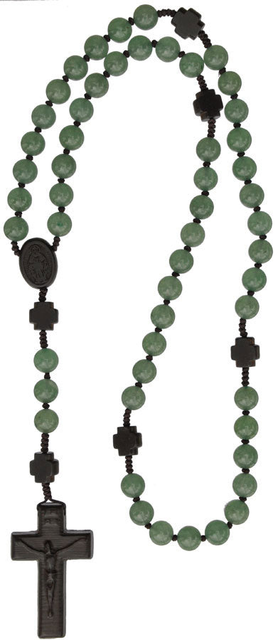 8MM Jujube Wood & Genuine Green Jade Rosary