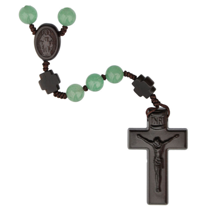 8MM Jujube Wood & Genuine Green Jade Rosary