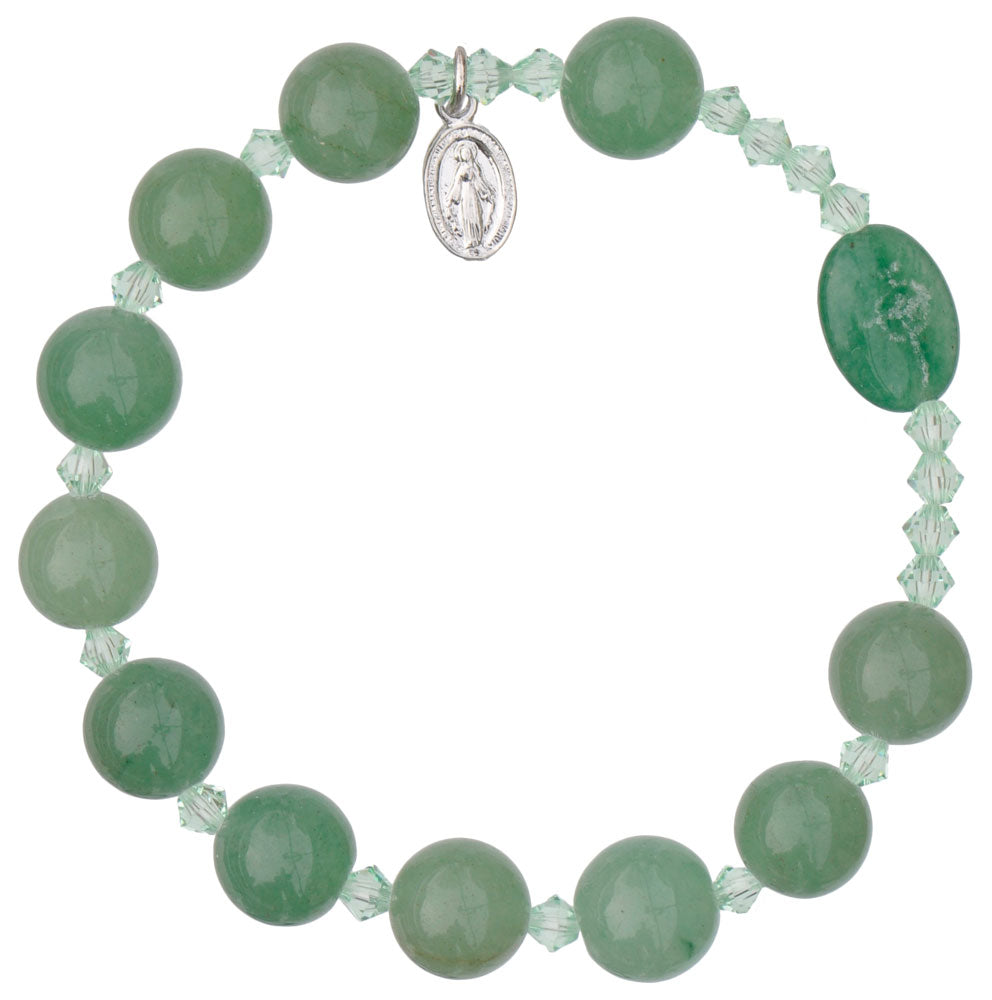 10mm Genuine Green Jade Rosary Bracelet