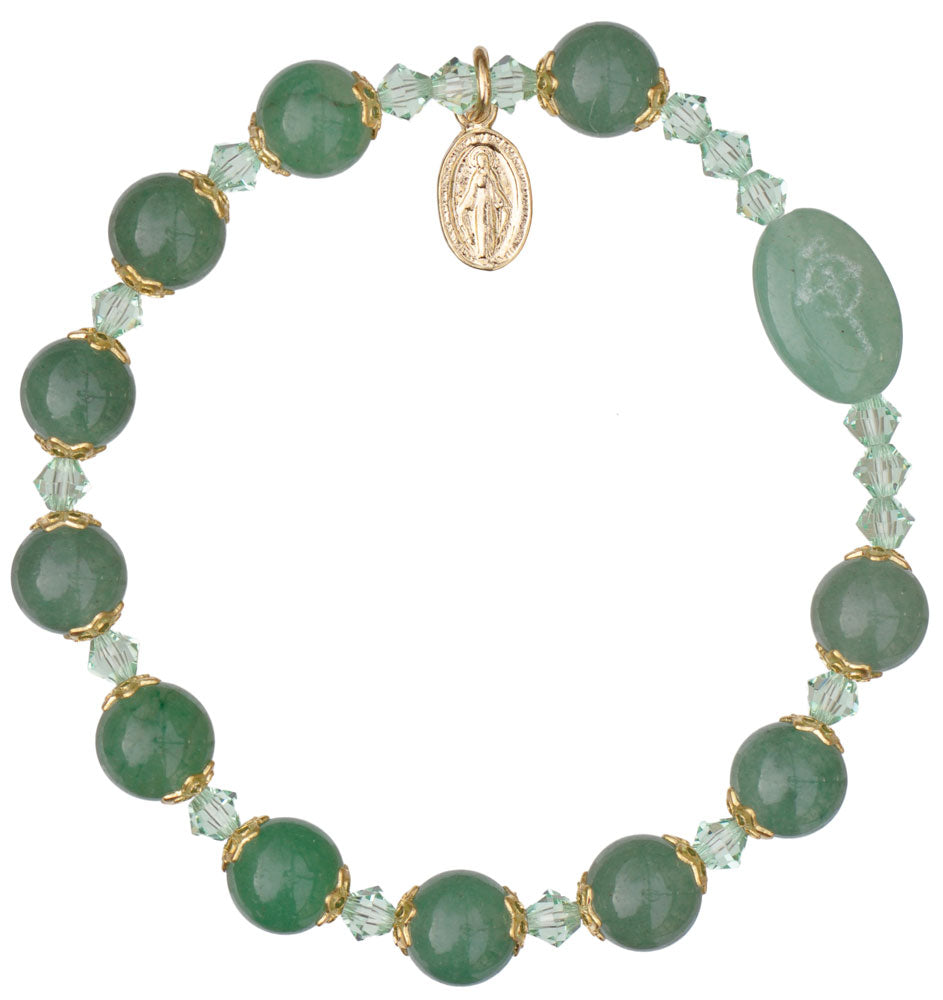 8mm Genuine Green Jade Rosary Bracelet