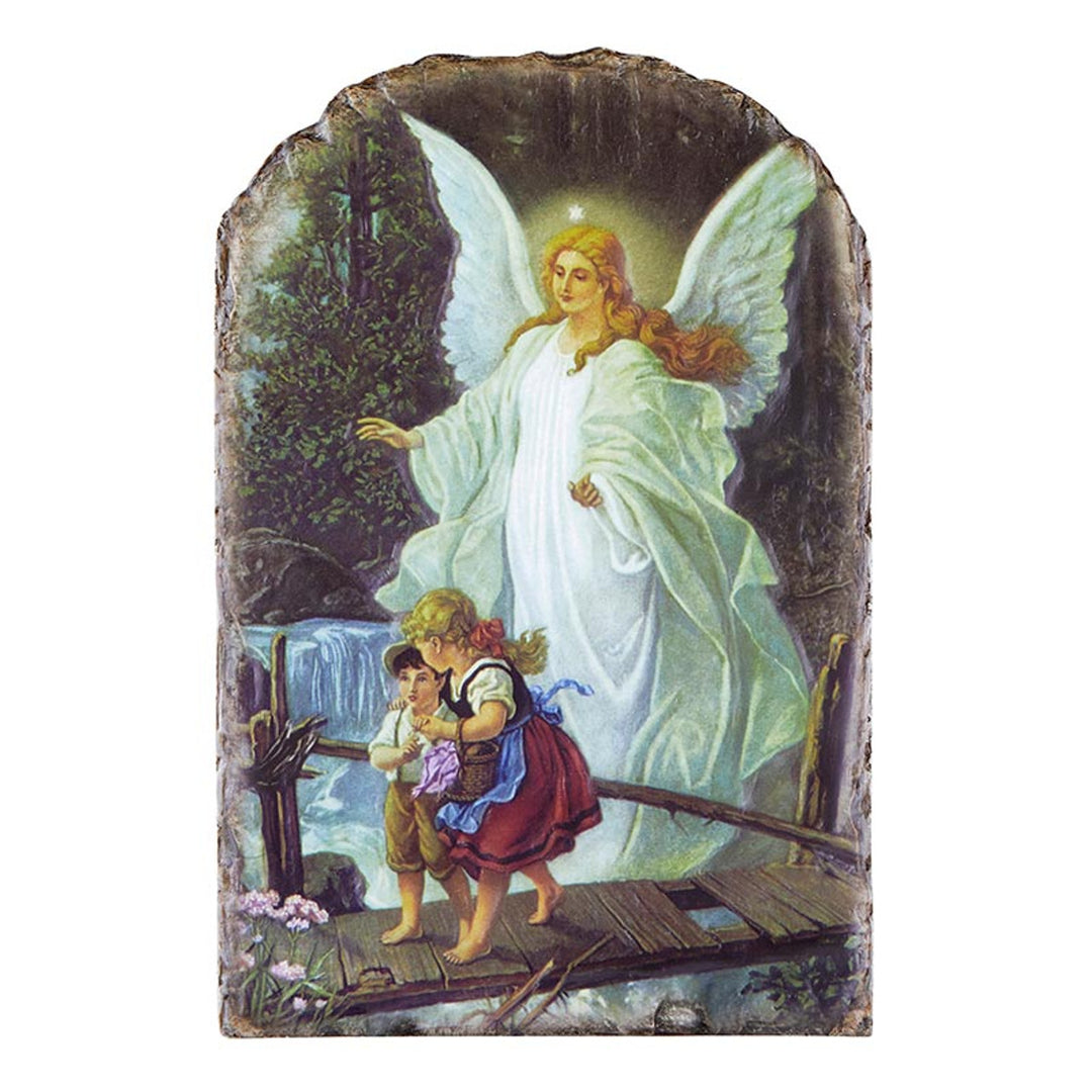 Guardian Angel Arched Tile Plaque