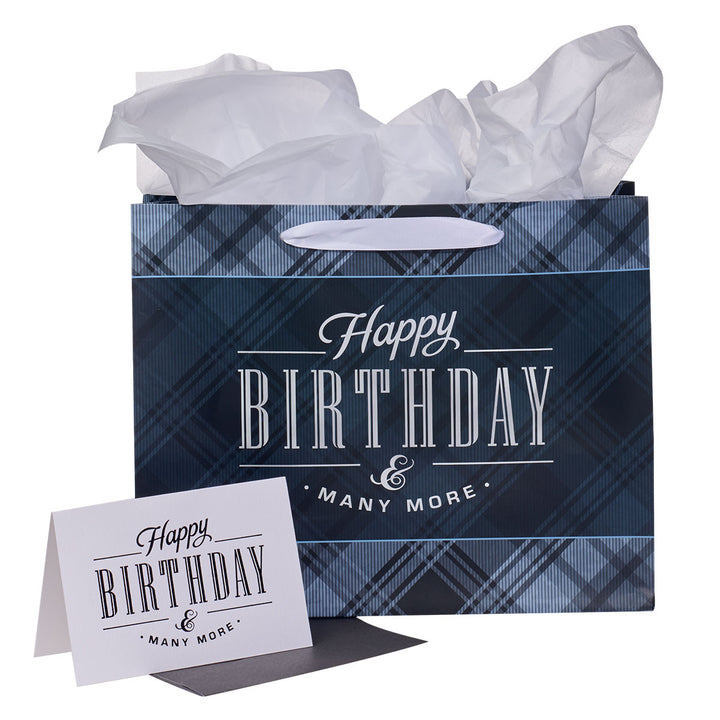 Happy Birthday Large Landscape Gift Bag Set with Card