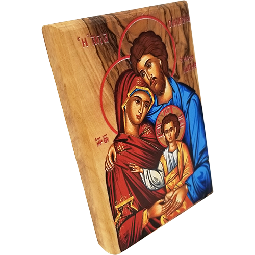 Holy Family Olive Wood Color Icon