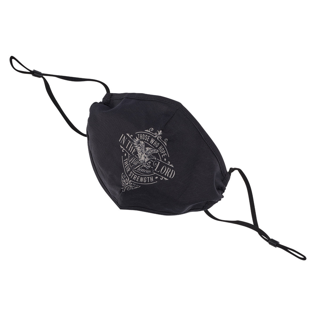Hope in the LORD Black and Gray Reusable Cotton Face Mask - Isaiah 40:31