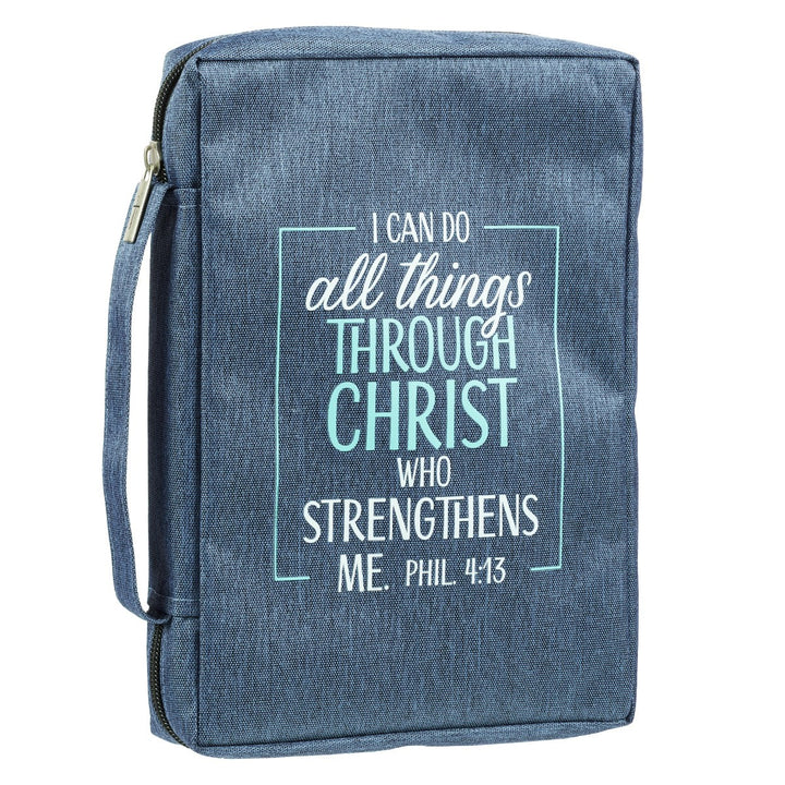 I Can Do All Things Blue Poly-Canvas Bible Cover - Philippians 4:13