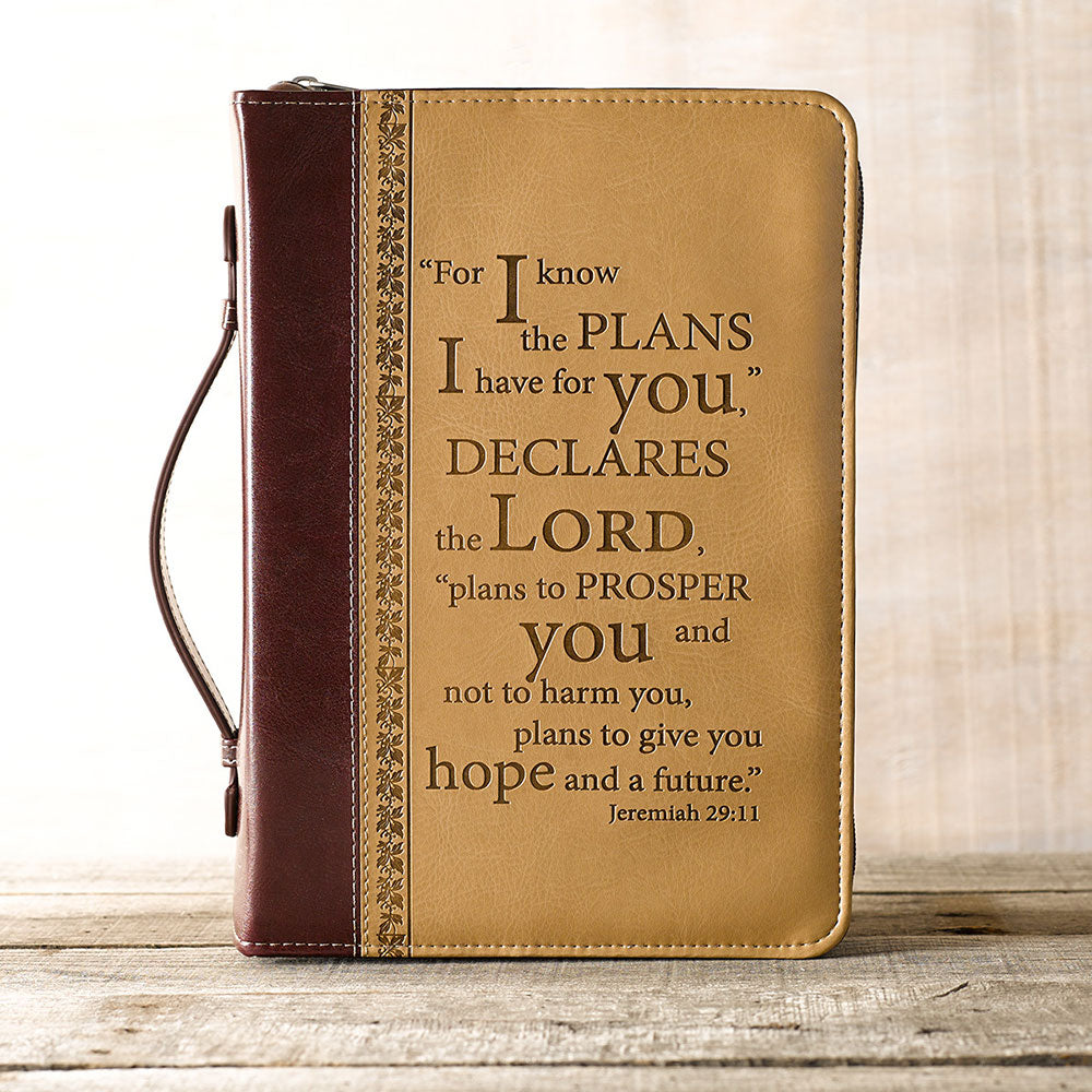 I Know the Plans Brown Faux Leather Classic Bible Cover - Jeremiah 29:11