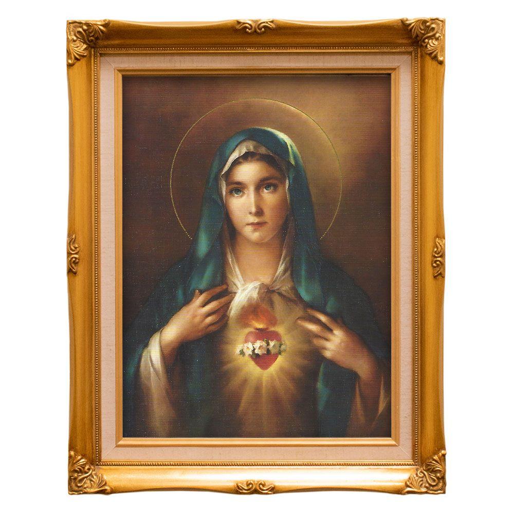 20" Gold Framed Immaculate Heart of Mary Art