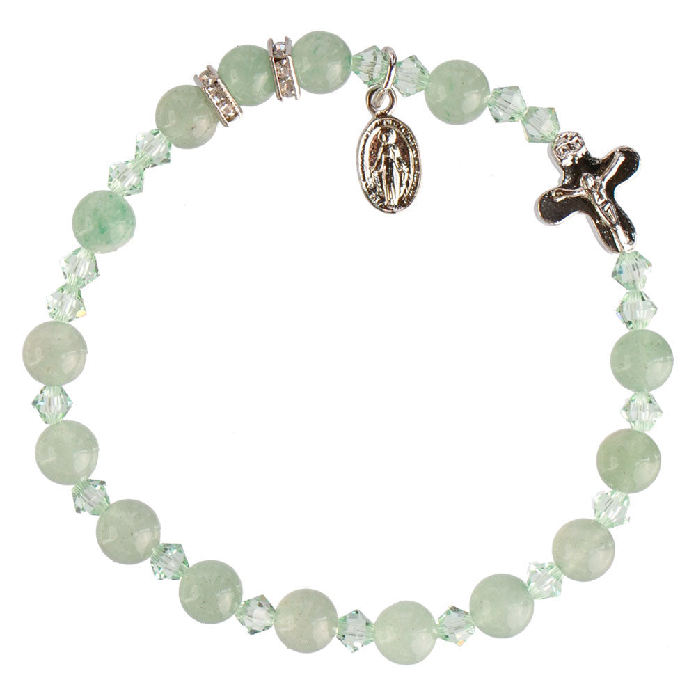 Genuine Jade & Crystal Rosary Bracelet