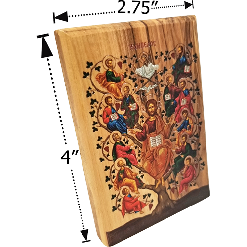 Jesus And The 12 Apostles Olive Wood Color Icon