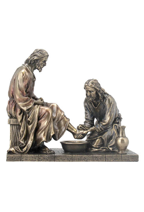 7.25" Jesus Washing of the Feet - Bronze Style Statue