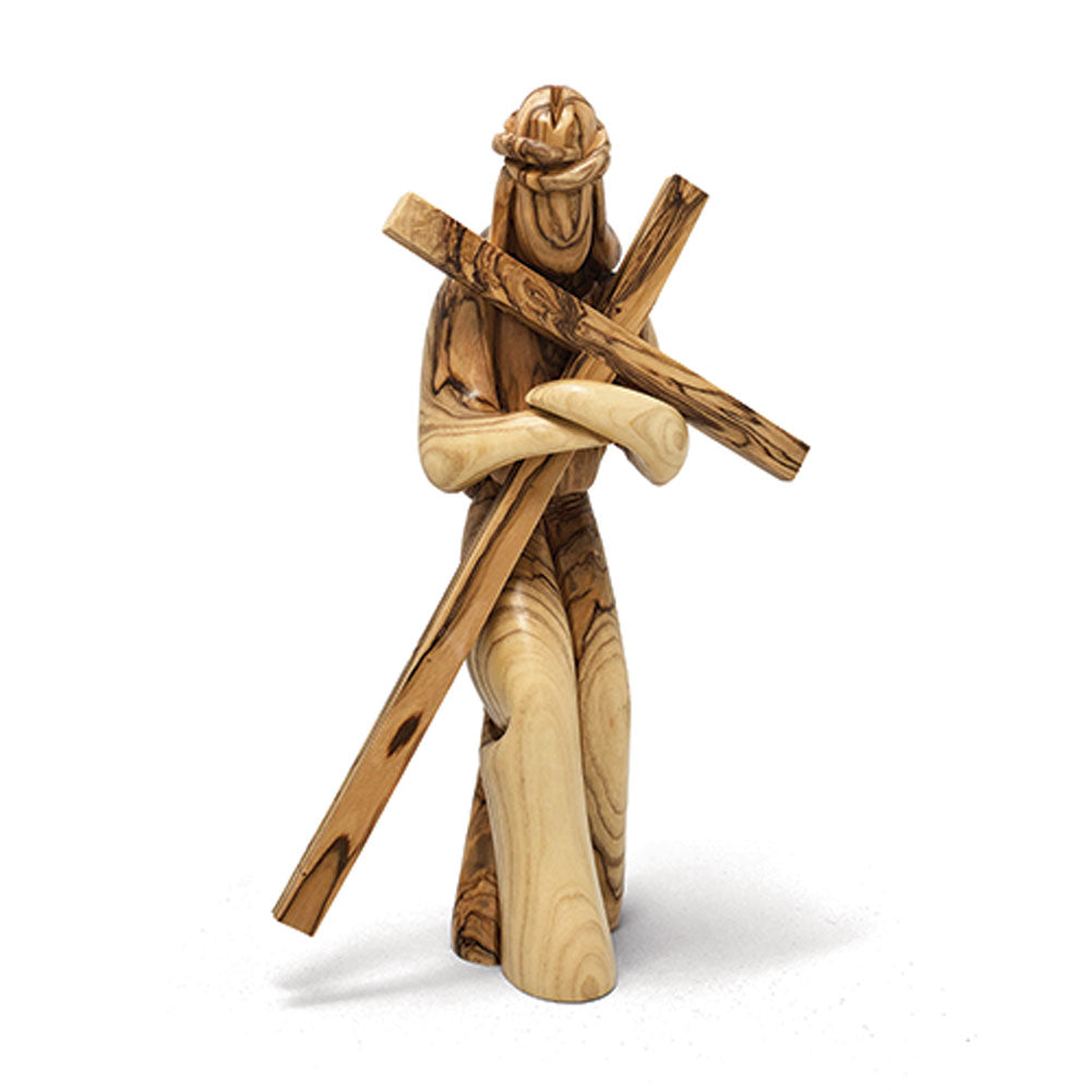 Jesus with Cross Olive Wood Statue