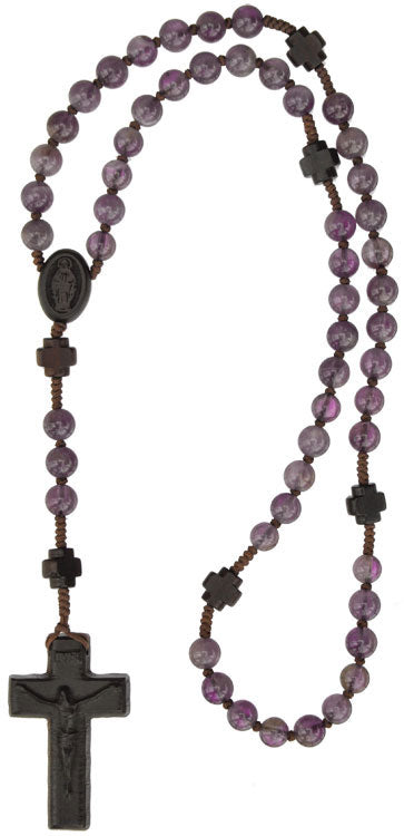 6mm Jujube Wood & Genuine Amethyst Rosary