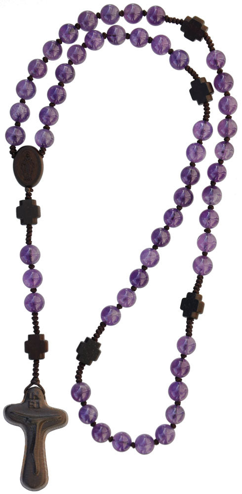 8mm Jujube Wood & Genuine Amethyst Rosary