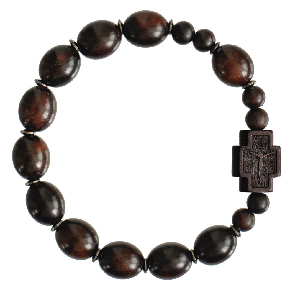 Jujube Wood Oval Rosary Bracelet