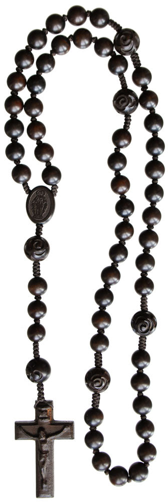 Jujube Wood Rose Carved Rosary