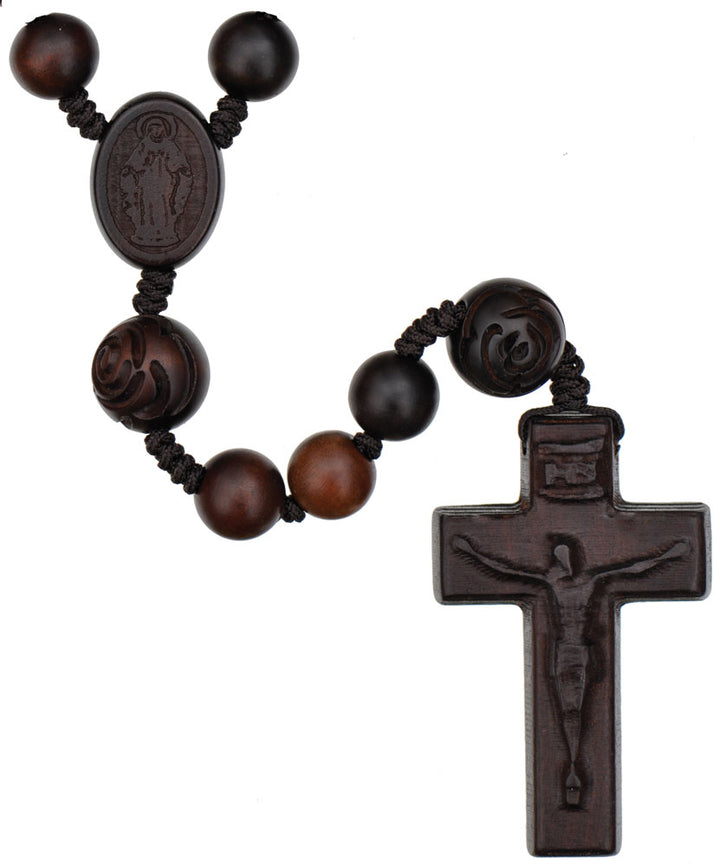 Jujube Wood Rose Carved Rosary