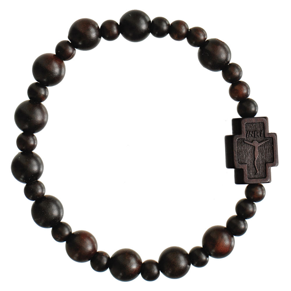 8mm Jujube Wood Round Rosary Bracelet