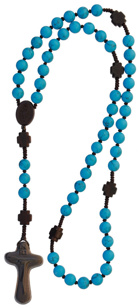 8mm Jujube Wood & Genuine Turquoise Rosary