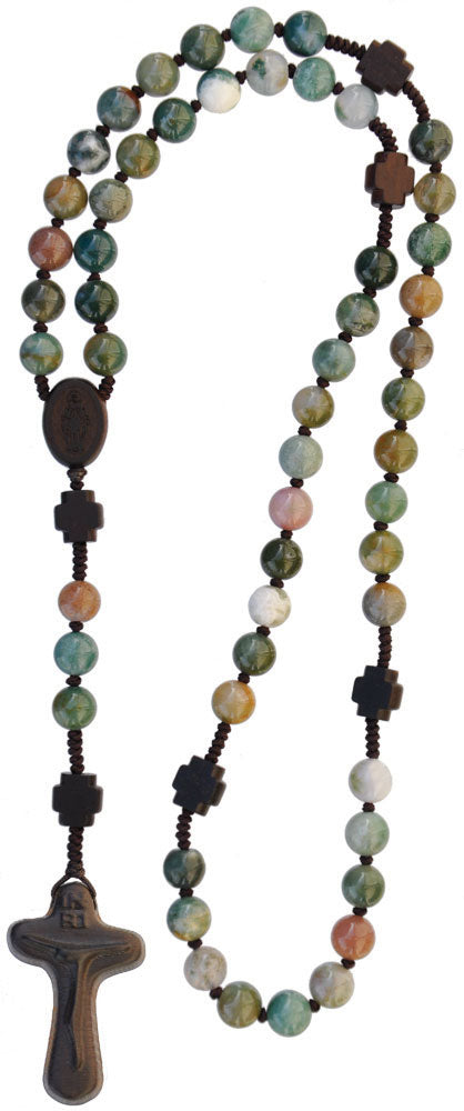 Jujube Wood & Genuine Multicolor Onyx Rosary