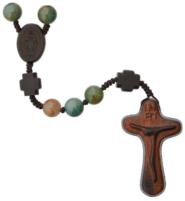 Jujube Wood & Genuine Multicolor Onyx Rosary
