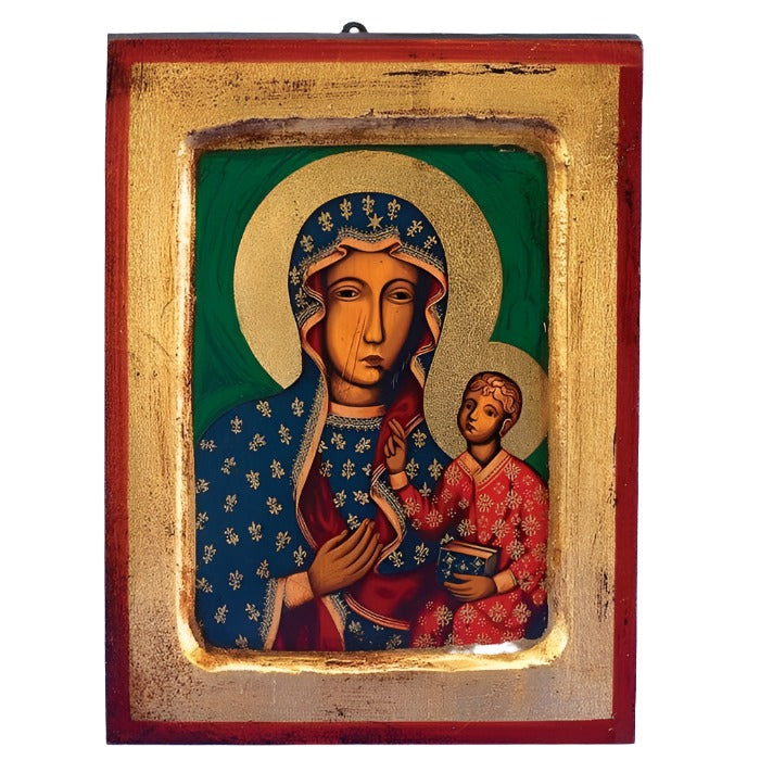 Hand-Painted Our Lady of Czestochowa Gold Leaf Icon