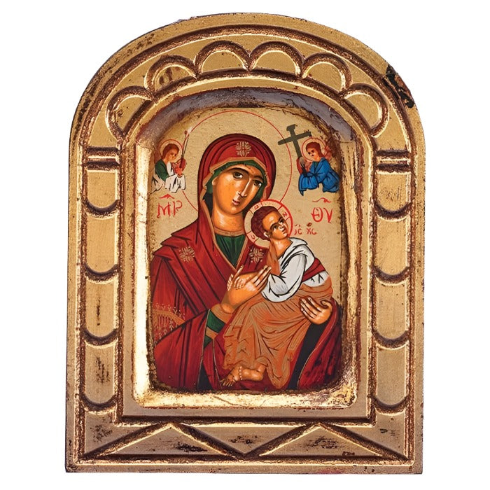 Hand-Painted Our Lady of Perpetual Help Gold Leaf Arch Icon