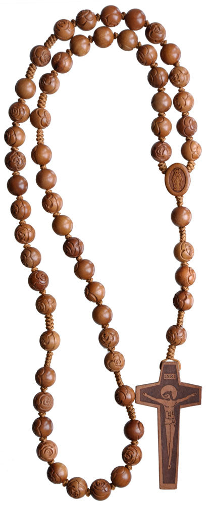 Light Jujube Wood Rose Cut Rosary