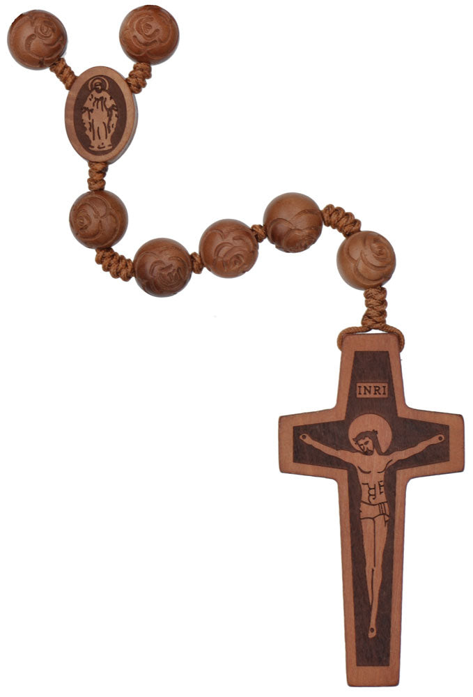 Light Jujube Wood Rose Cut Rosary