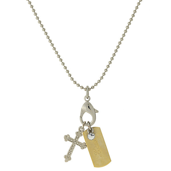 Love Tag and Cross Charm Necklace