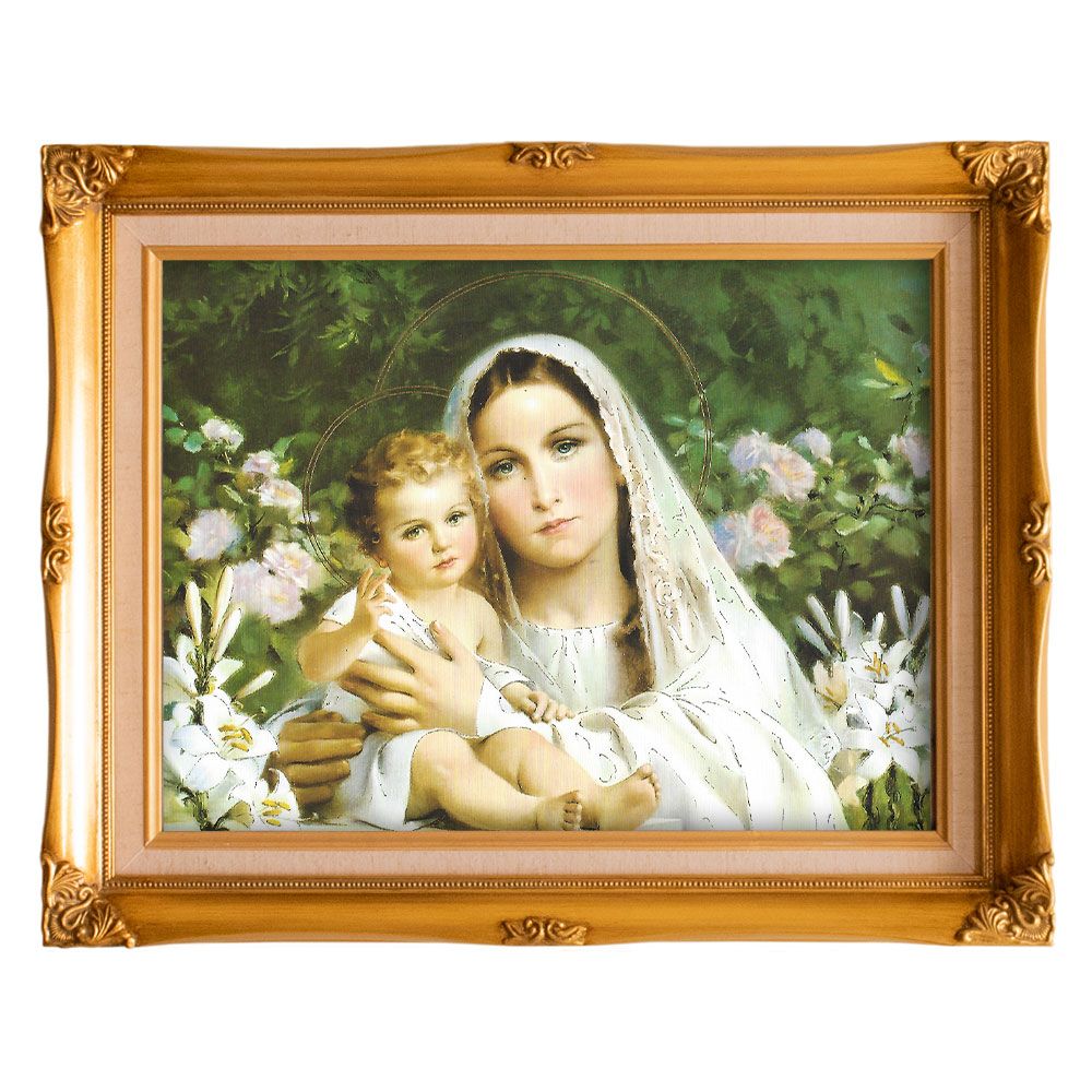 20" Madonna of the Lilies Gold Frame