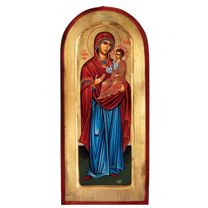 Hand-Painted Mary & Jesus Gold Leaf Arch Icon