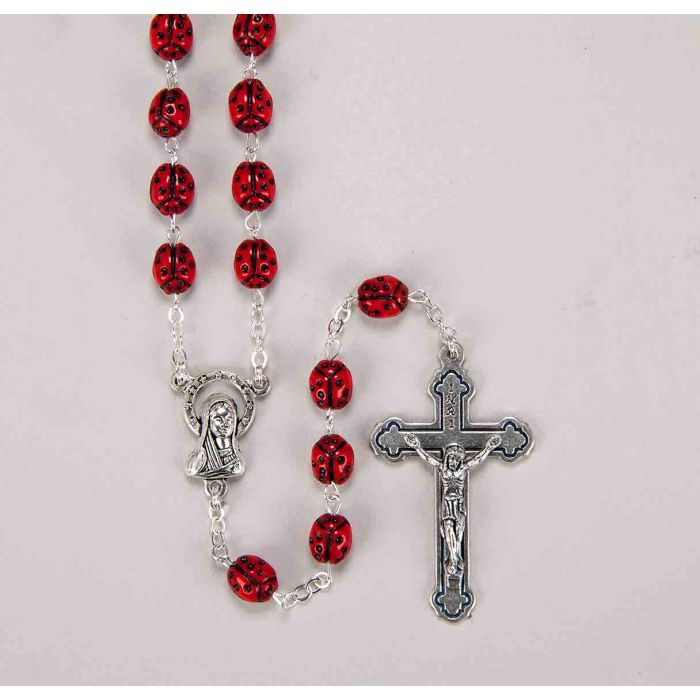 Metal Red Ladybug Rosary