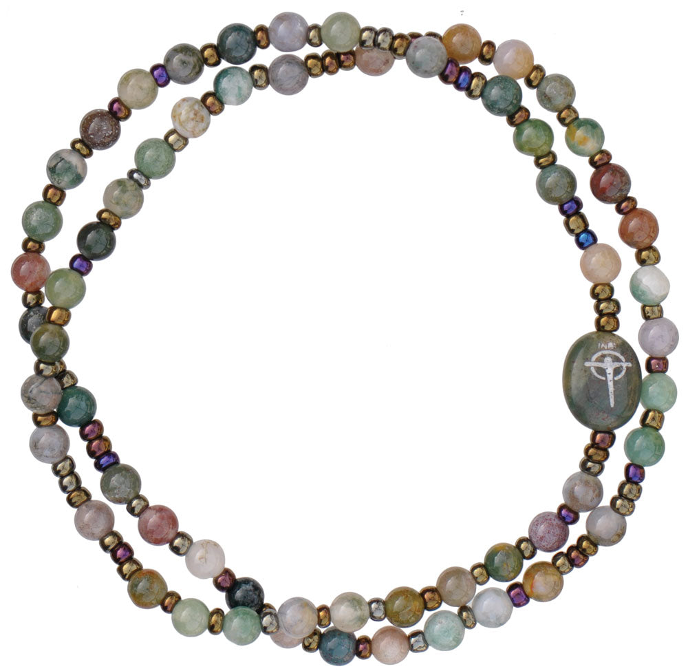 4mm Genuine Multicolor Onyx Rosary Bracelet