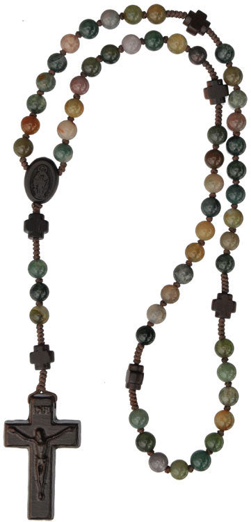 6mm Jujube Wood & Genuine Multicolor Onyx Rosary