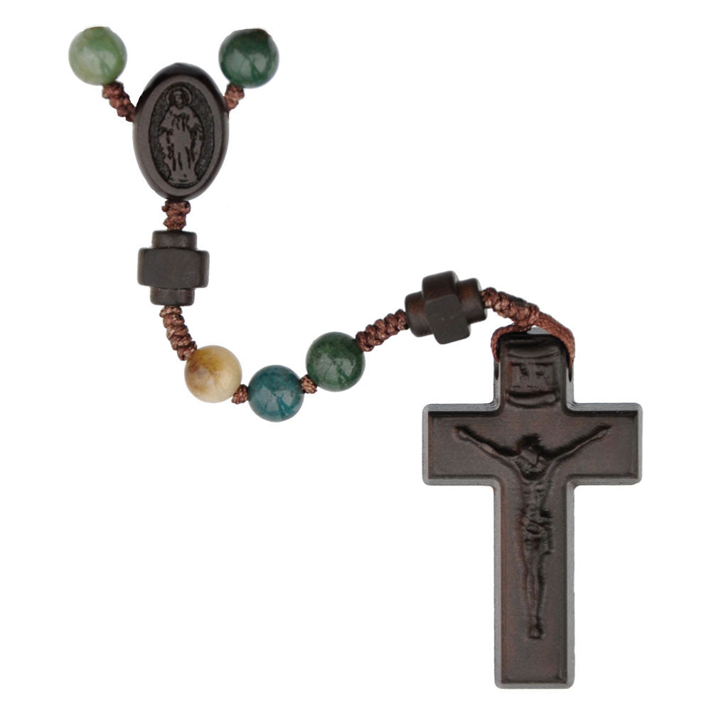 6mm Jujube Wood & Genuine Multicolor Onyx Rosary