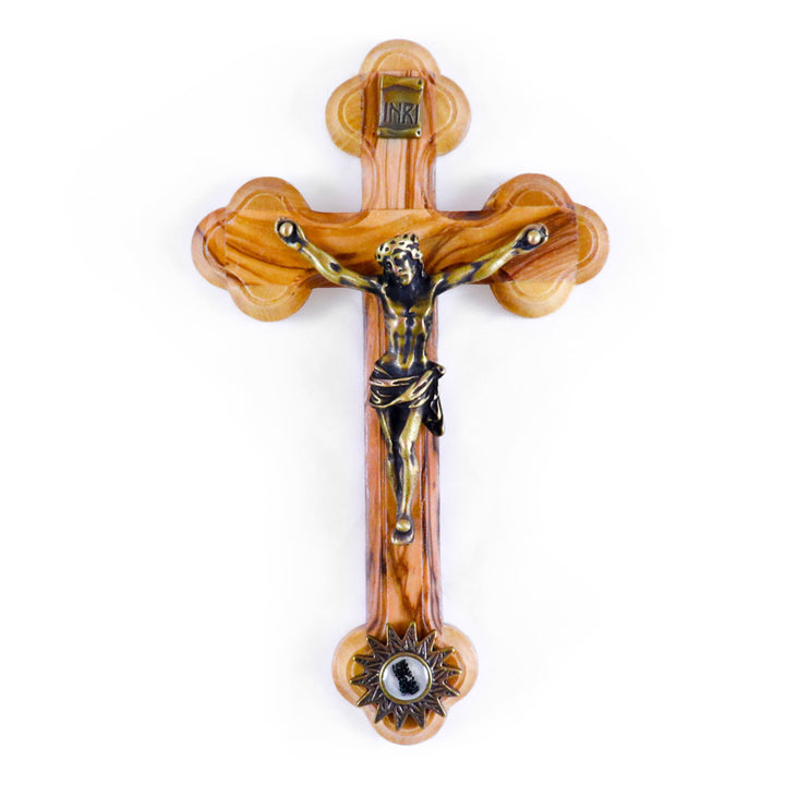 5.25" Oriental Crucifix with Relic and Bronze Pewter Corpus