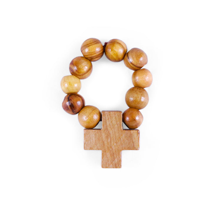 Olive Wood Finger Rosary Ring