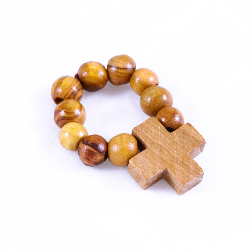 Olive Wood Finger Rosary Ring