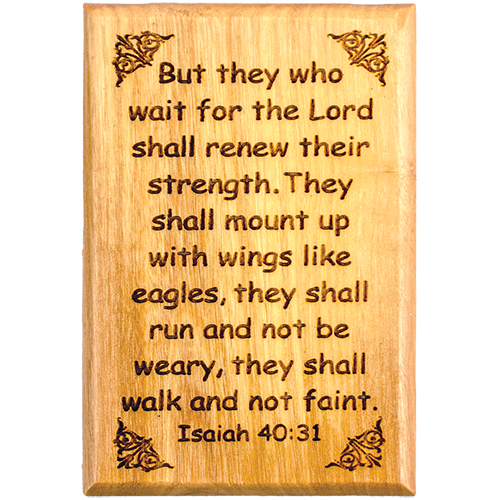 Olive Wood Magnet, Wings Like Eagles - Isaiah 40:31