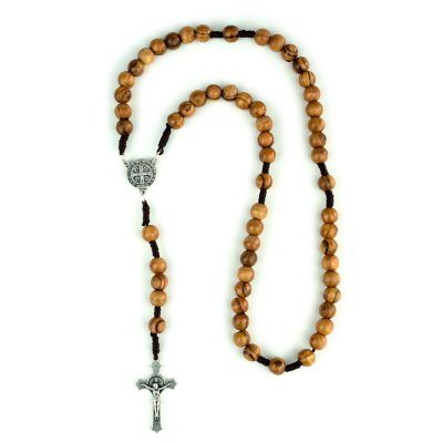 8mm Olive Wood St. Benedict Rosary