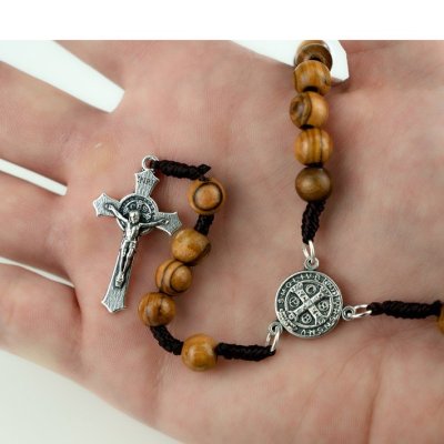 8mm Olive Wood St. Benedict Rosary