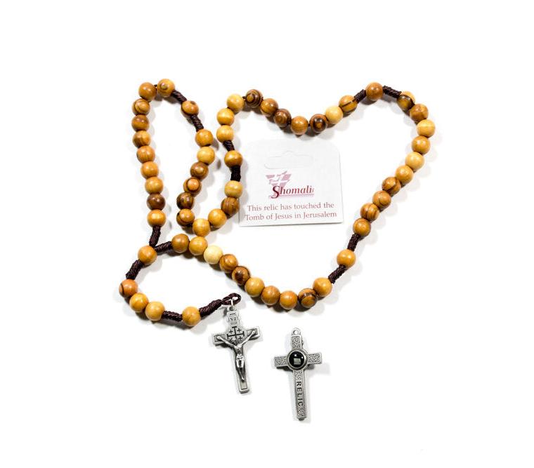 Olive Wood Rosary with Relic